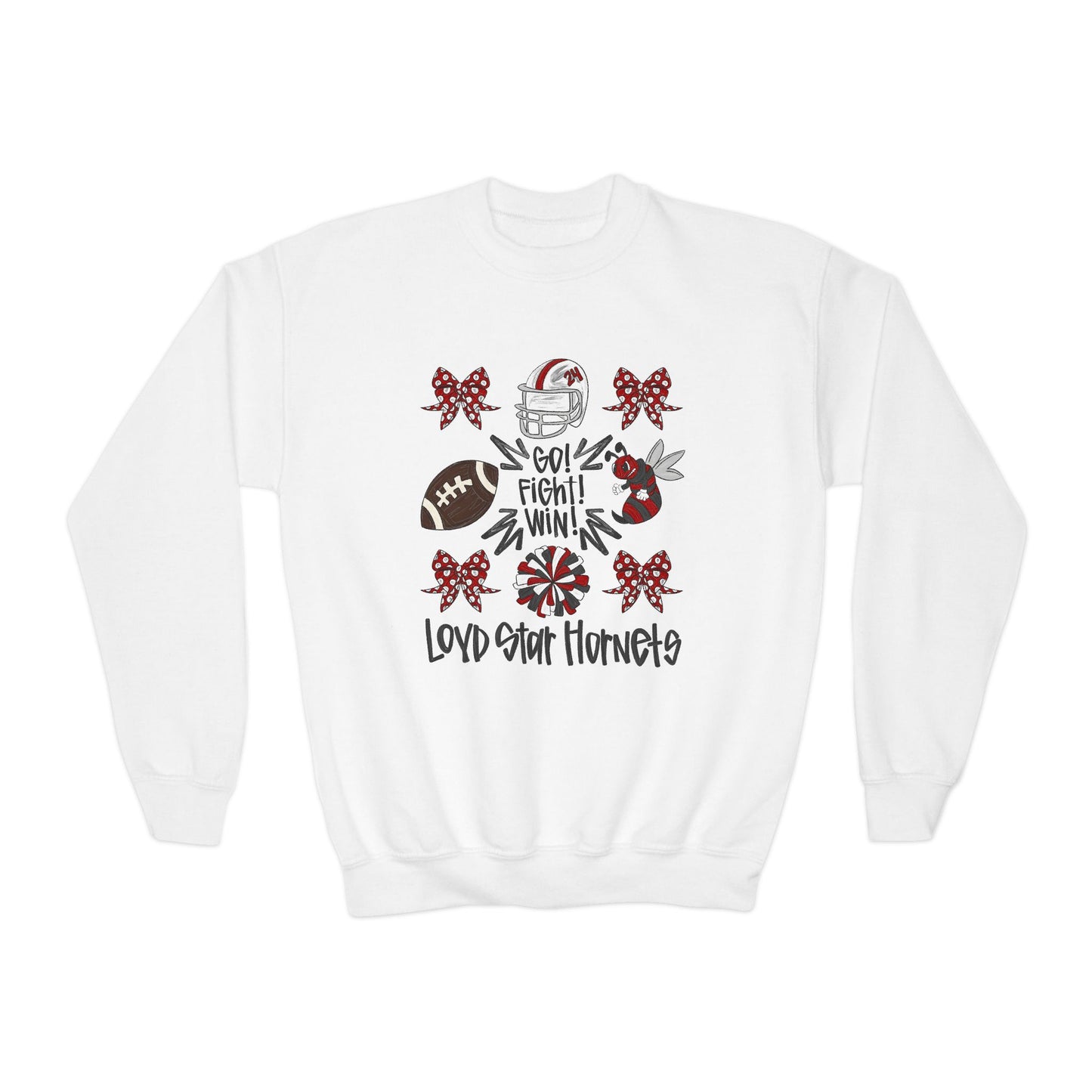 Youth Football Crewneck Sweatshirt — Loud Start Hornets Game Day