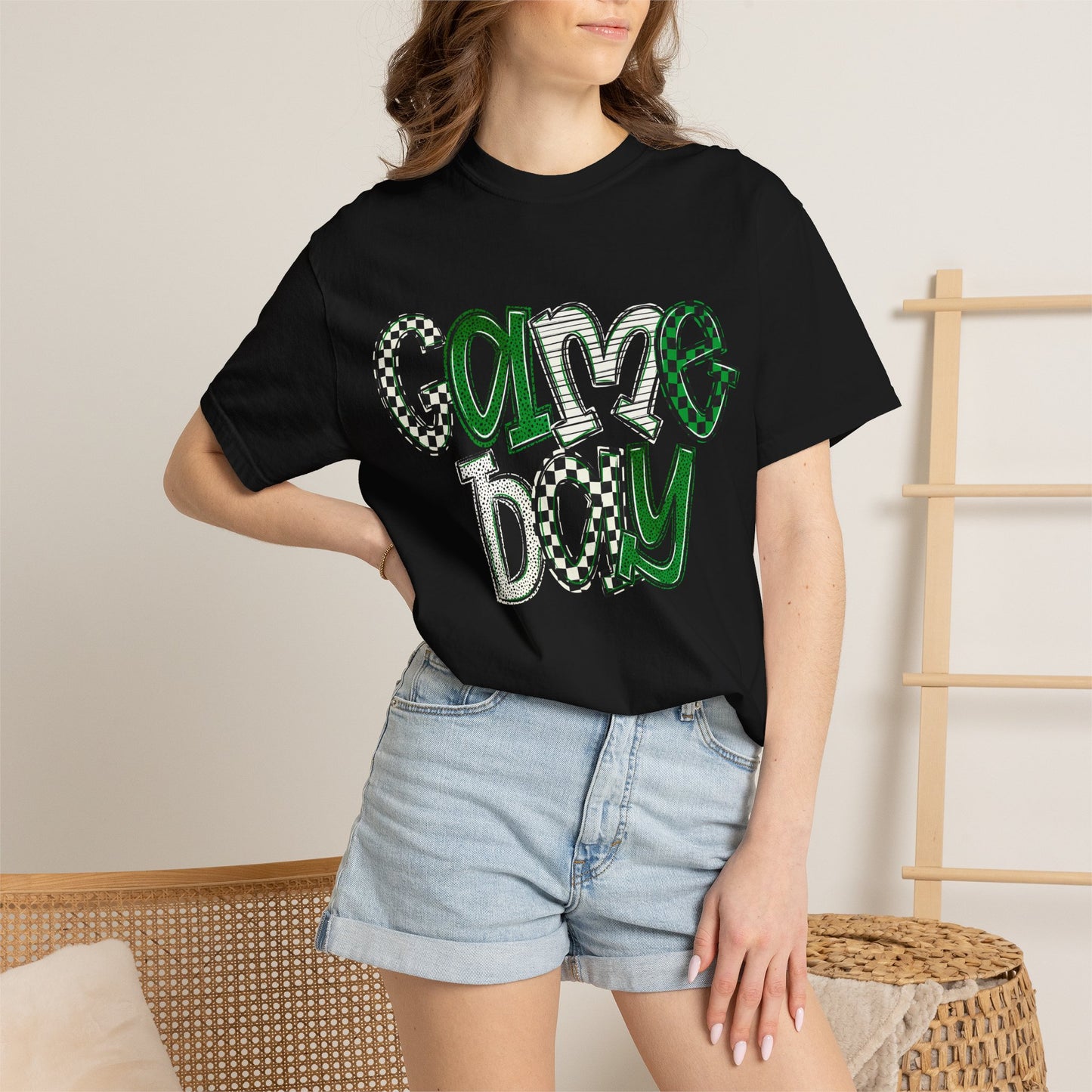 Game Day T-Shirt — Green & White Retro Sports Graphic