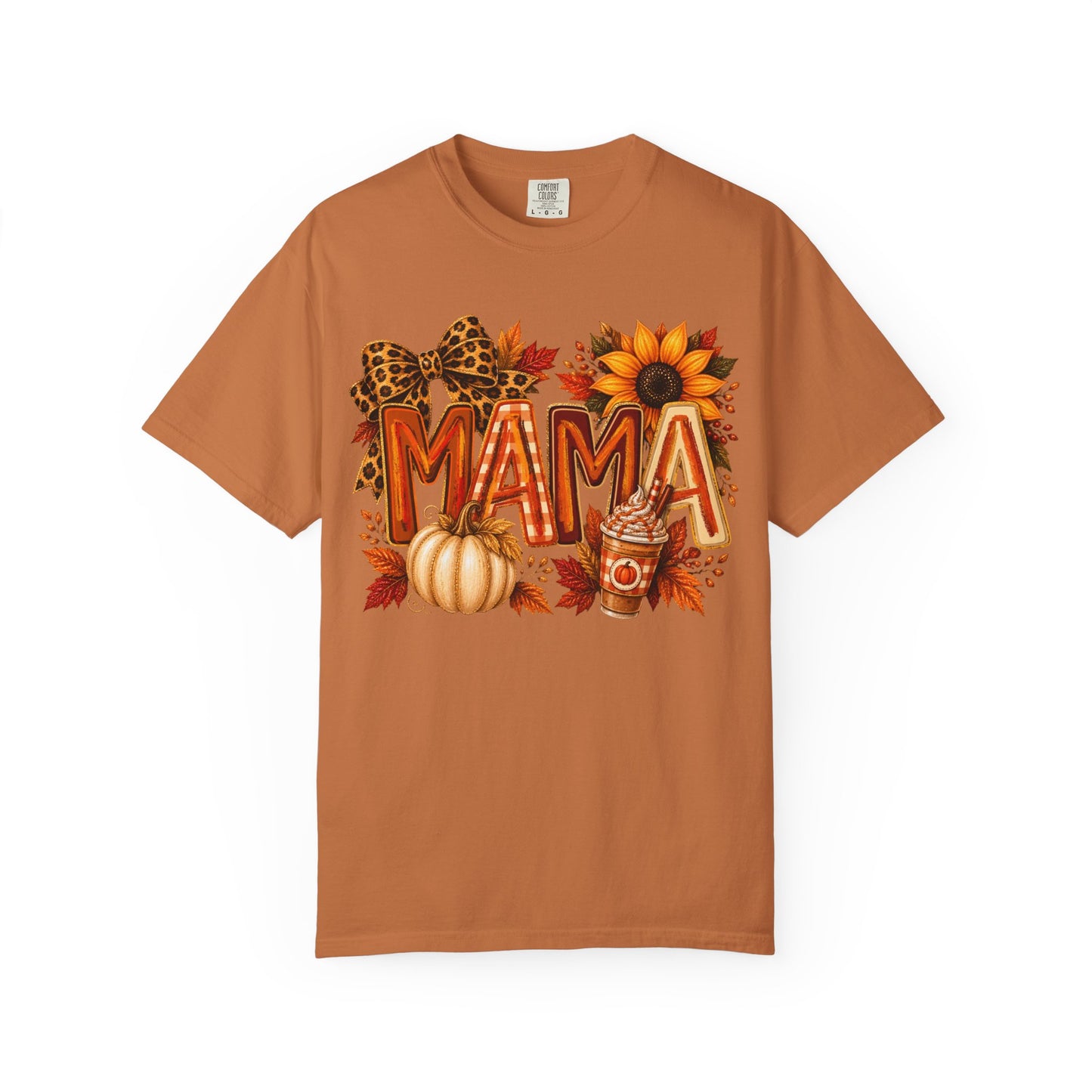 Mama Fall Tee — Pumpkin, Sunflower & Leopard Bow Autumn T-Shirt