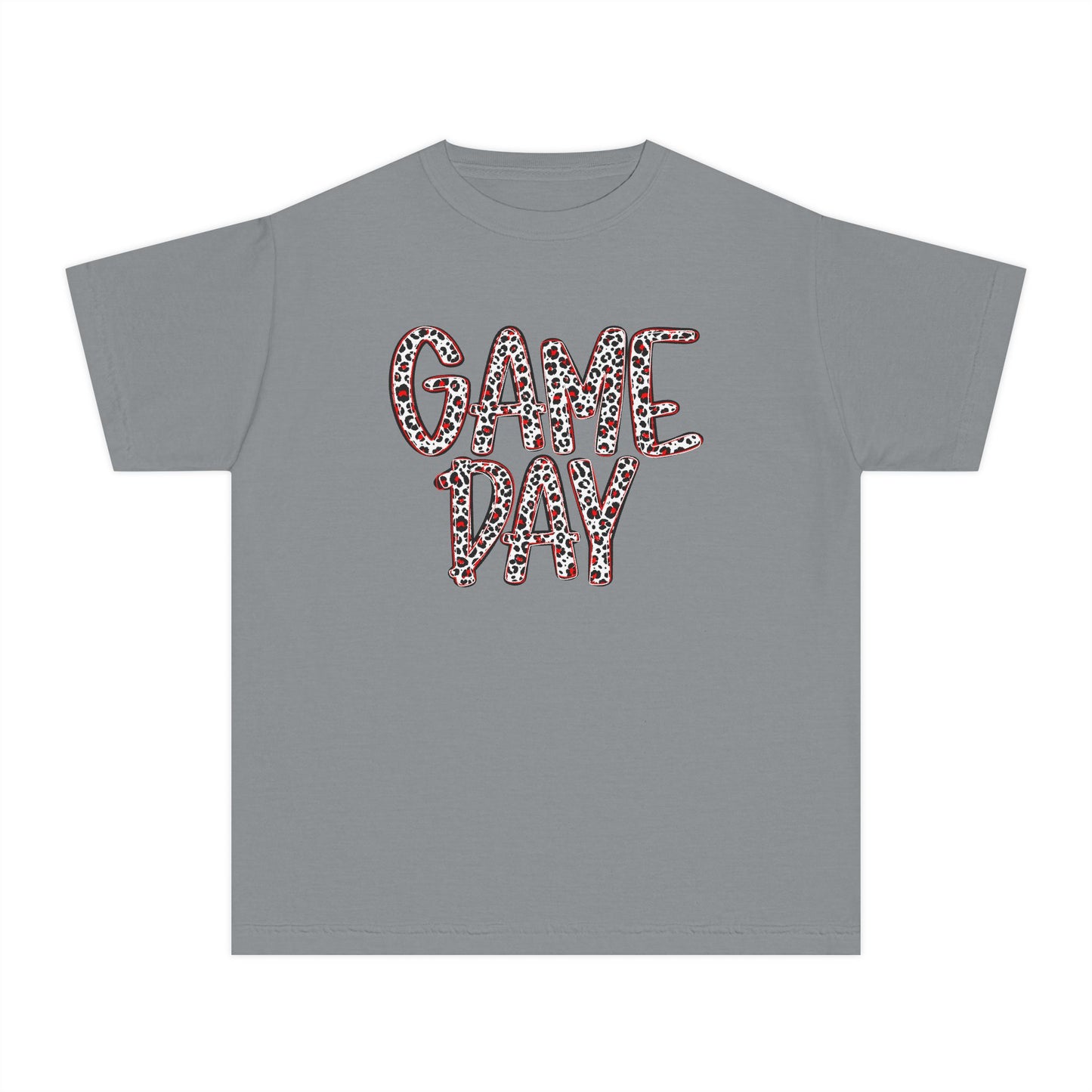 Youth Tee — "Game Day" Leopard Print Sports Shirt