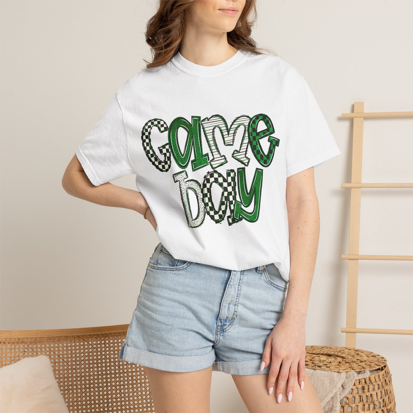 Game Day T-Shirt — Green & White Retro Sports Graphic