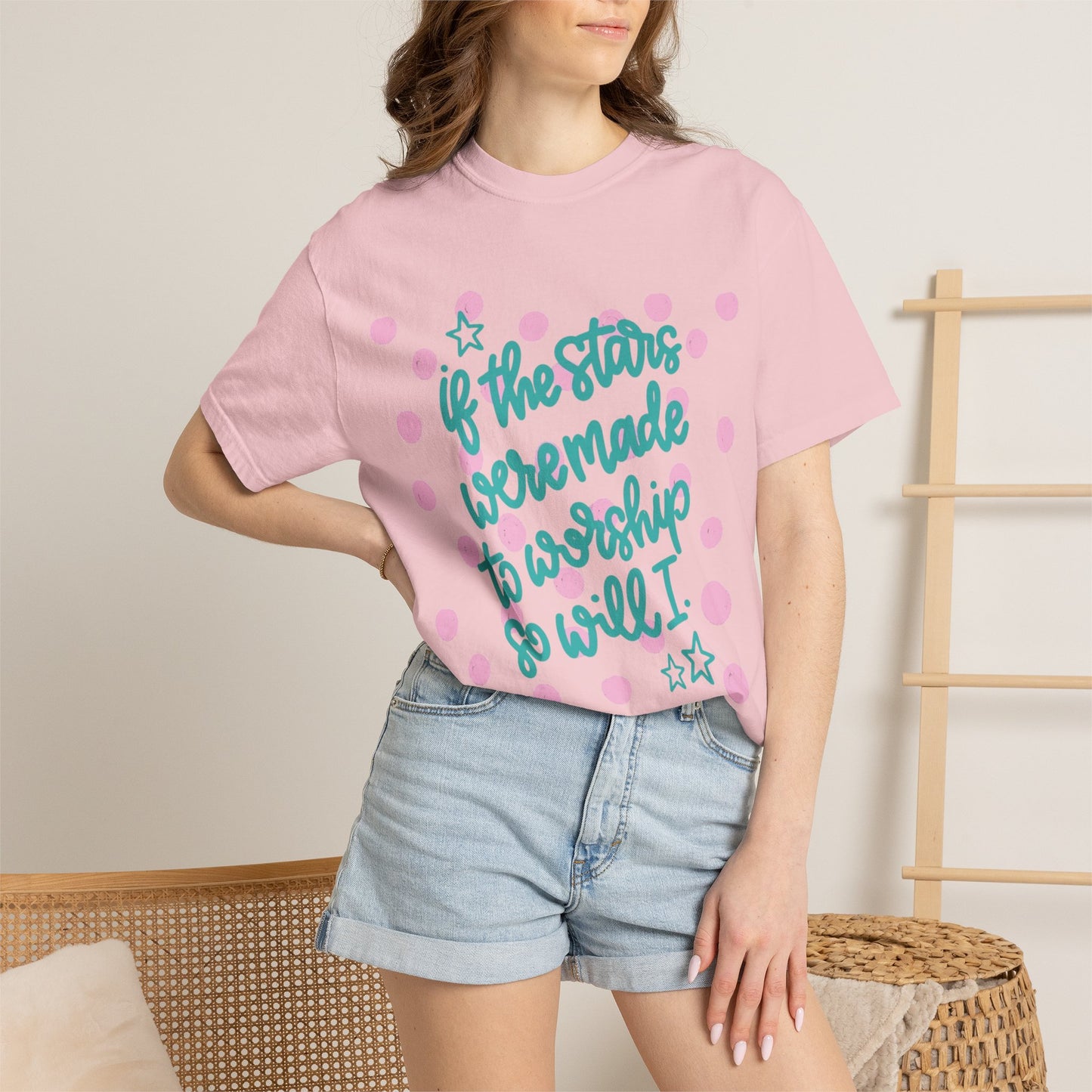 Inspirational Stars T-Shirt — "If the Stars Were Made to Worship So Will I" Graphic Tee