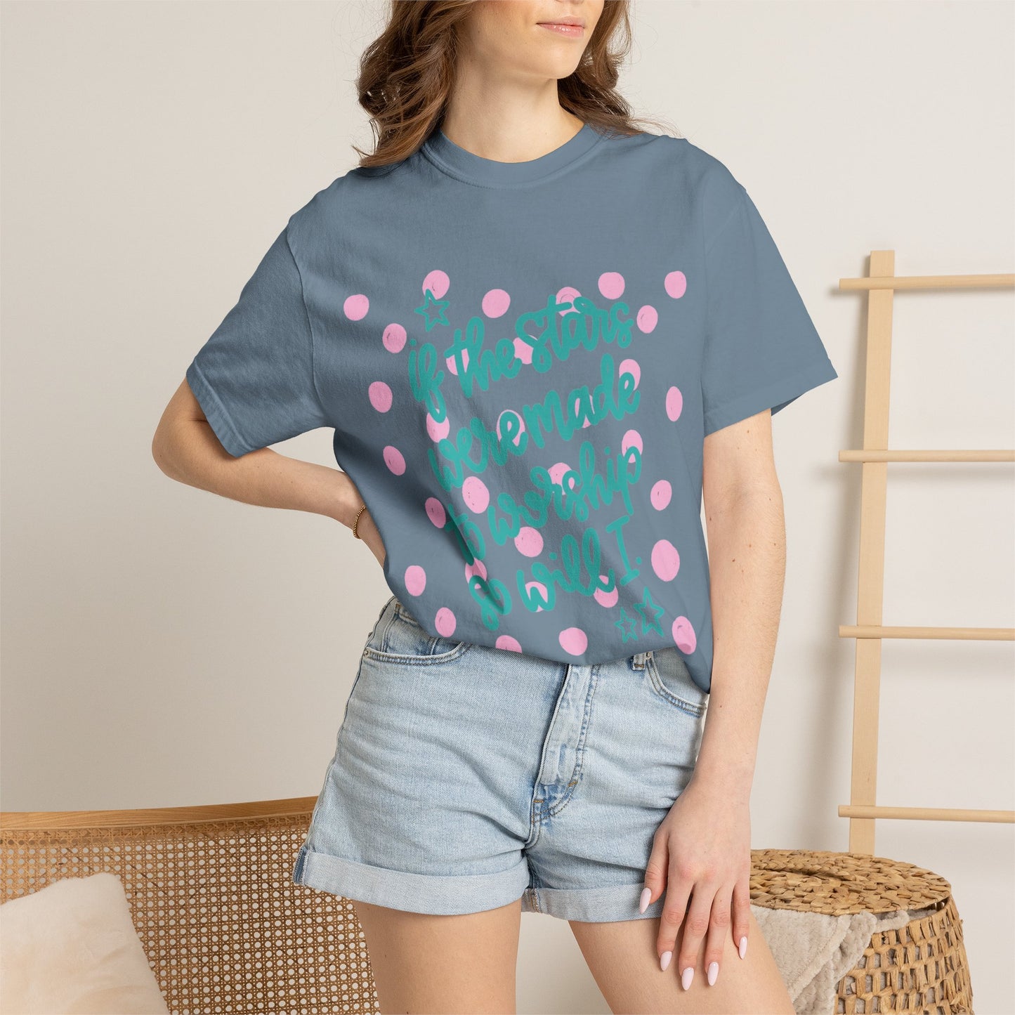 Inspirational Stars T-Shirt — "If the Stars Were Made to Worship So Will I" Graphic Tee