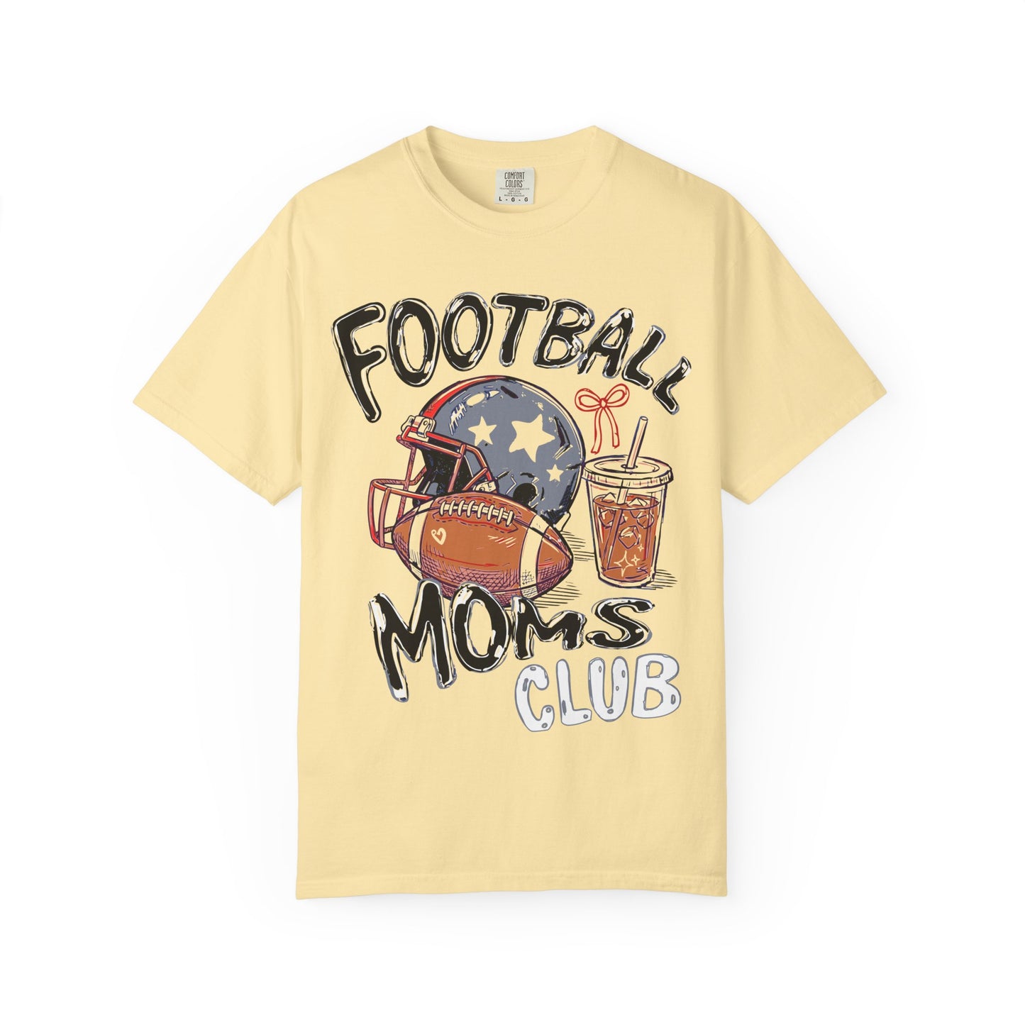 Football Moms Club T‑Shirt — Vintage Helmet & Iced Coffee Mom Tee