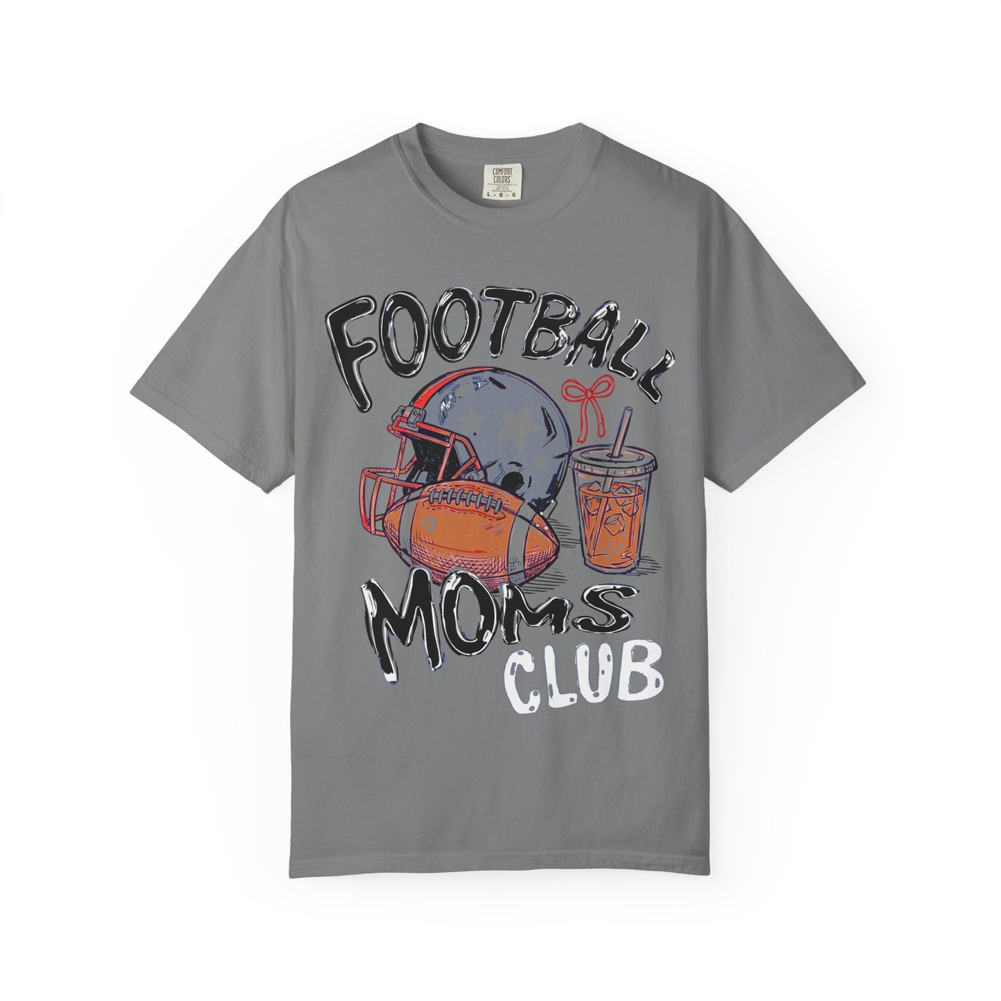 Football Moms Club T‑Shirt — Vintage Helmet & Iced Coffee Mom Tee