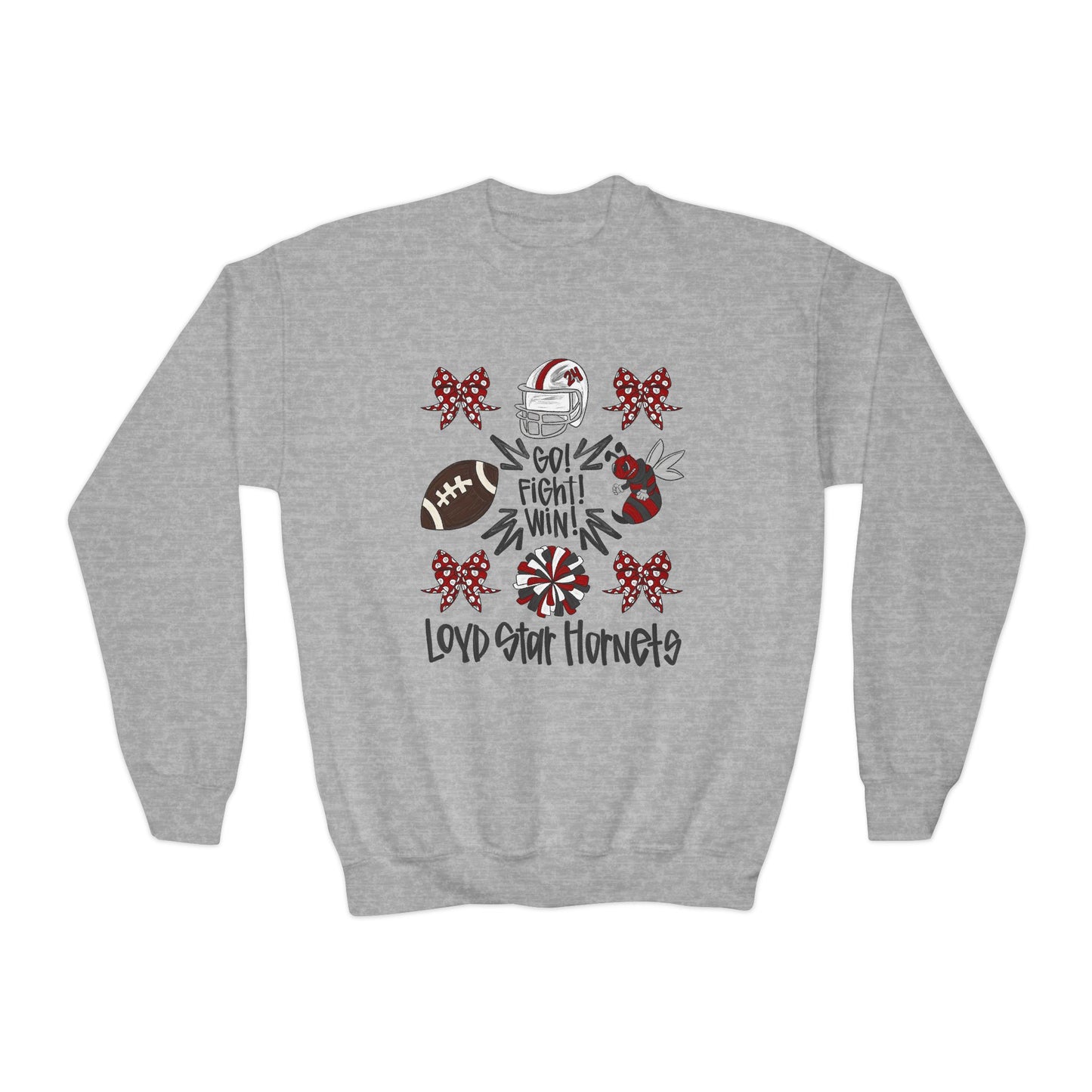 Youth Football Crewneck Sweatshirt — Loud Start Hornets Game Day