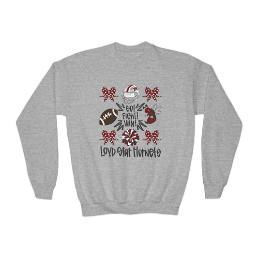 Youth Football Crewneck Sweatshirt — Loud Start Hornets Game Day