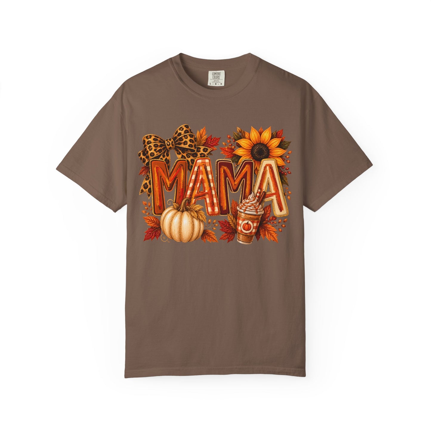 Mama Fall Tee — Pumpkin, Sunflower & Leopard Bow Autumn T-Shirt