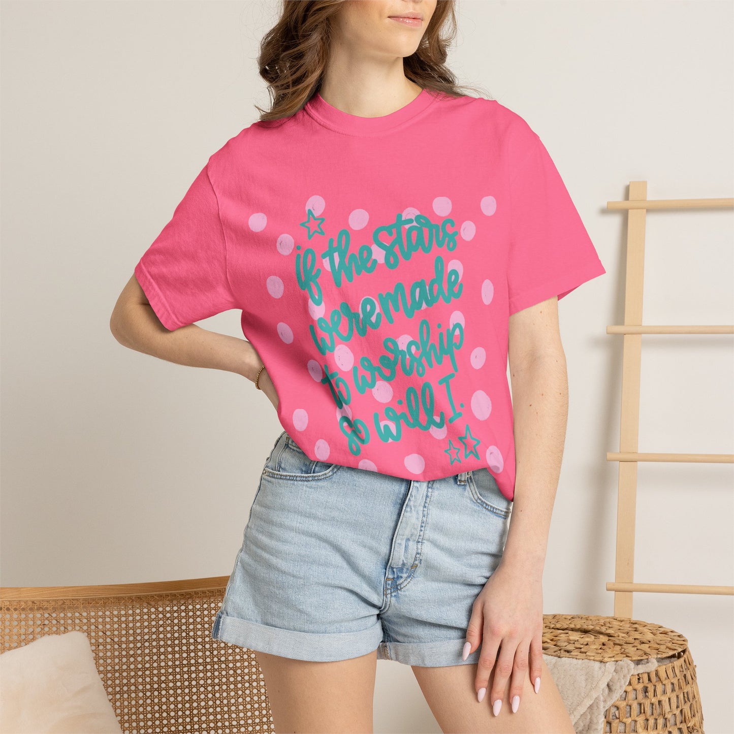 Inspirational Stars T-Shirt — "If the Stars Were Made to Worship So Will I" Graphic Tee