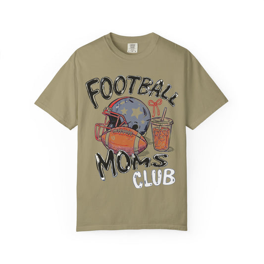 Football Moms Club T‑Shirt — Vintage Helmet & Iced Coffee Mom Tee