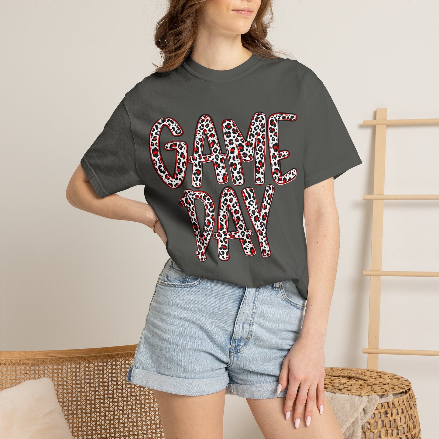 Red/Black Game Day Leopard Comfort Color