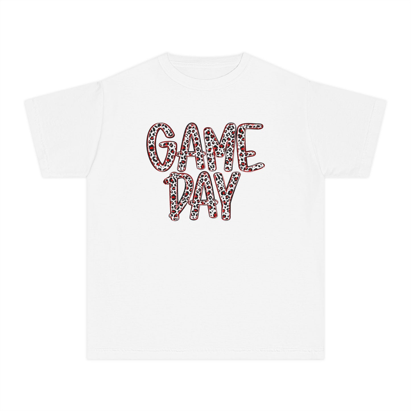 Youth Tee — "Game Day" Leopard Print Sports Shirt