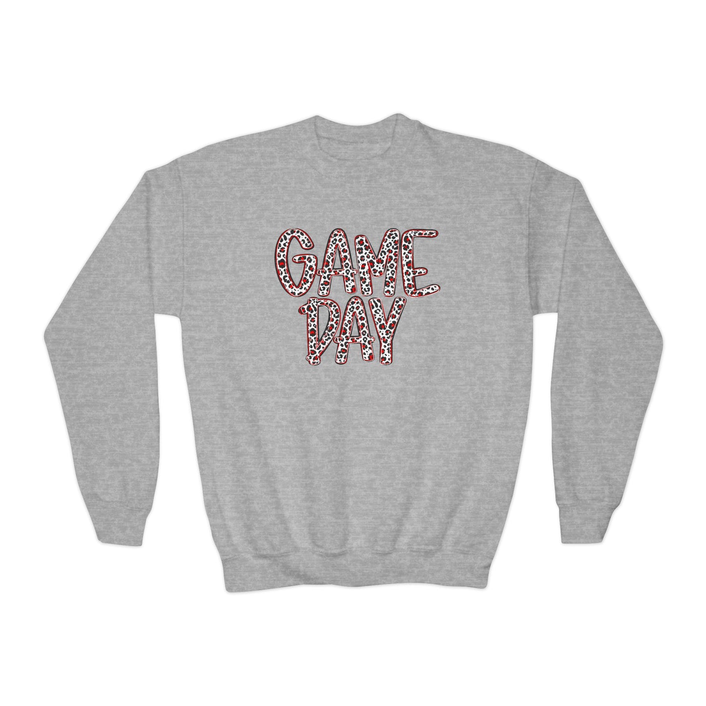 Youth Crewneck Sweatshirt - 'Game Day' Leopard Print Sports Pullover