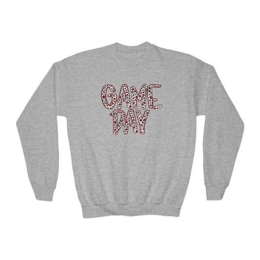 Youth Crewneck Sweatshirt - 'Game Day' Leopard Print Sports Pullover