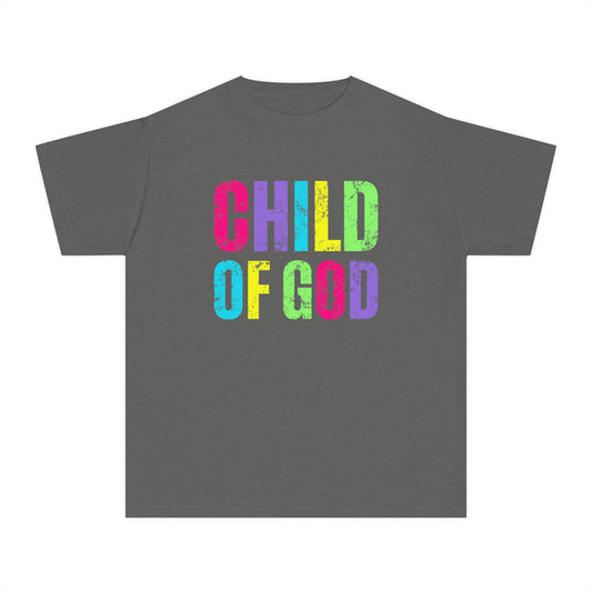 Child of God Youth Tee — Colorful Rainbow Faith Shirt for Kids