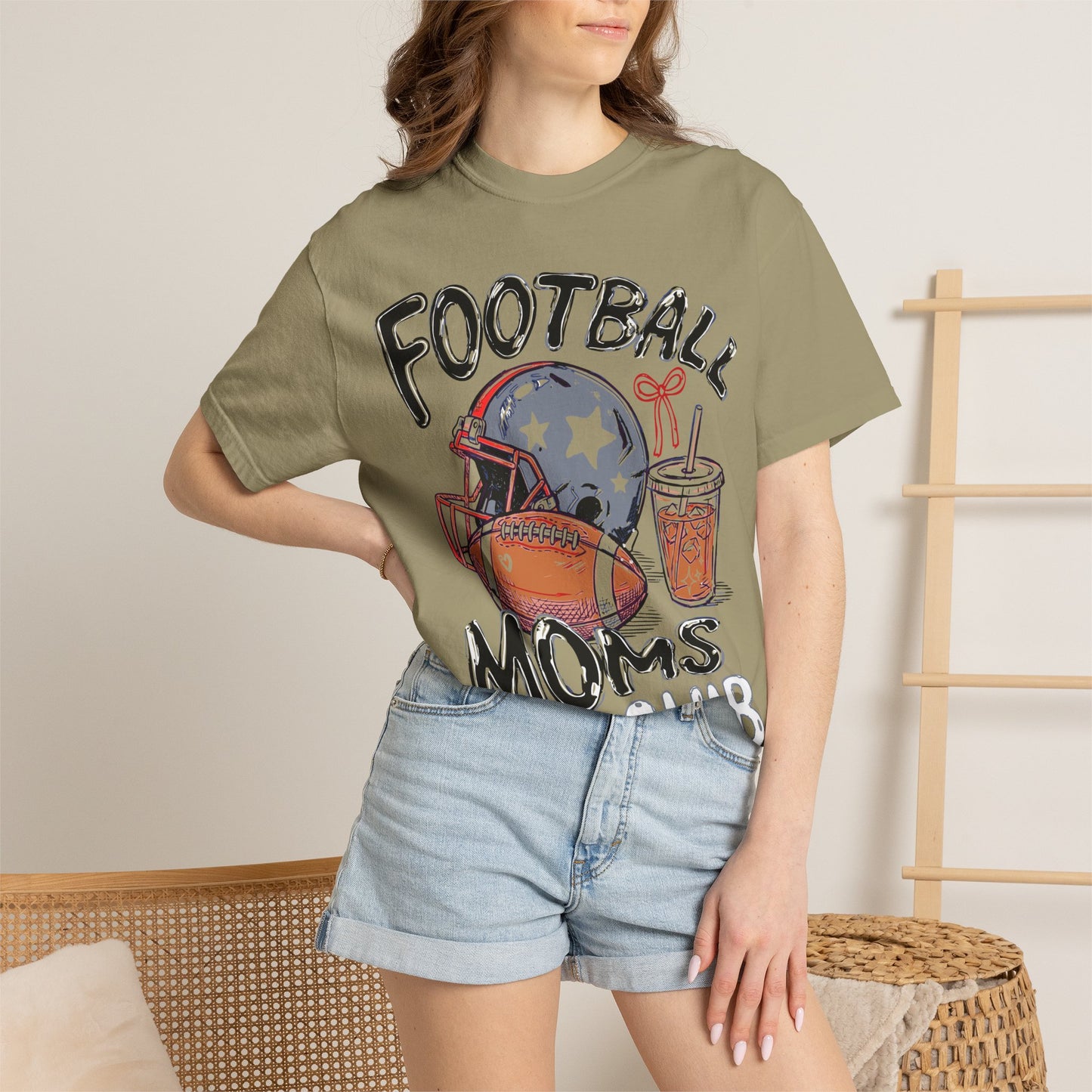 Football Moms Club T‑Shirt — Vintage Helmet & Iced Coffee Mom Tee