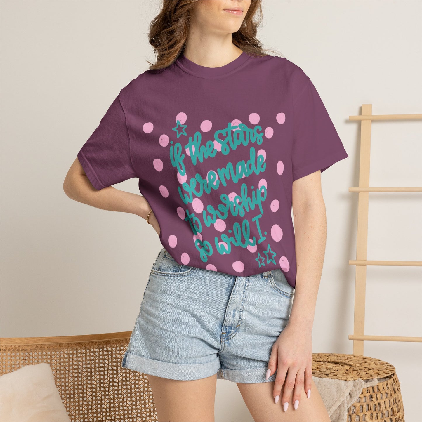 Inspirational Stars T-Shirt — "If the Stars Were Made to Worship So Will I" Graphic Tee