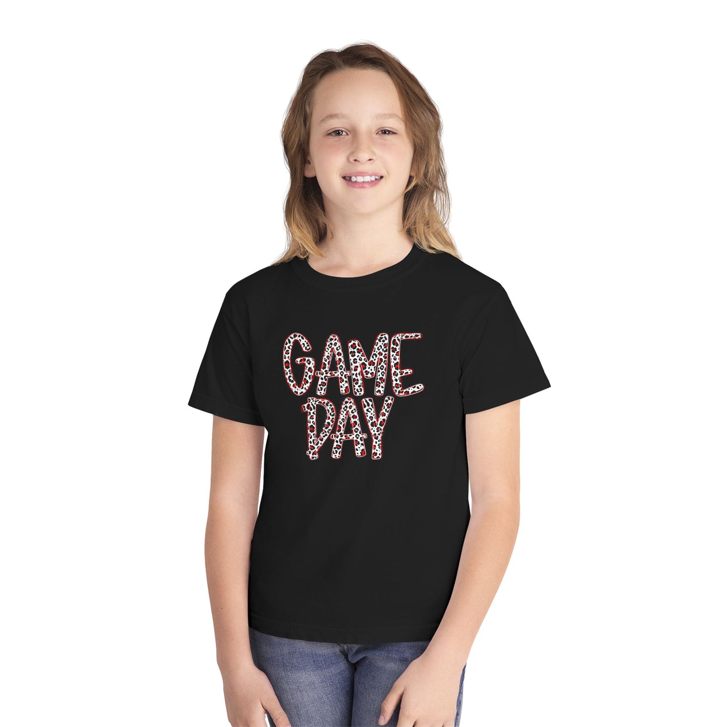 Youth Tee — "Game Day" Leopard Print Sports Shirt