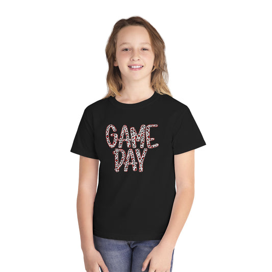 Youth Tee — "Game Day" Leopard Print Sports Shirt