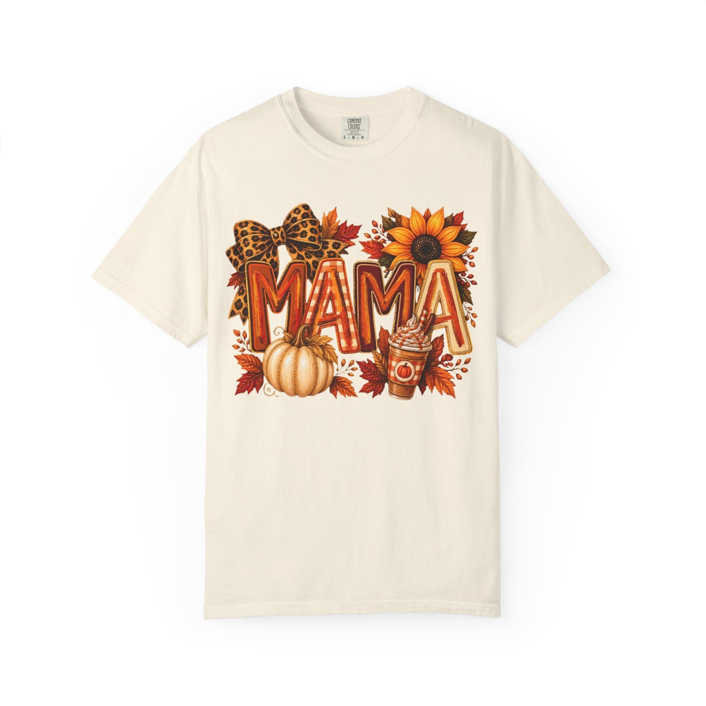 Mama Fall Tee — Pumpkin, Sunflower & Leopard Bow Autumn T-Shirt