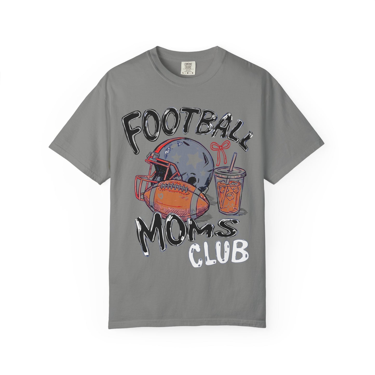 Football Moms Club T‑Shirt — Vintage Helmet & Iced Coffee Mom Tee
