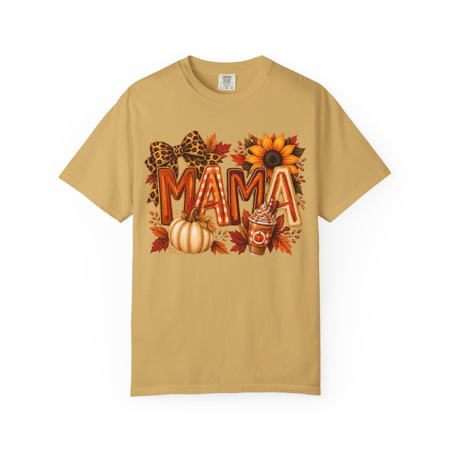 Mama Fall Tee — Pumpkin, Sunflower & Leopard Bow Autumn T-Shirt