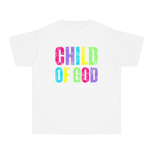 Child of God Youth Tee — Colorful Rainbow Faith Shirt for Kids