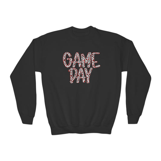 Youth Crewneck Sweatshirt - 'Game Day' Leopard Print Sports Pullover